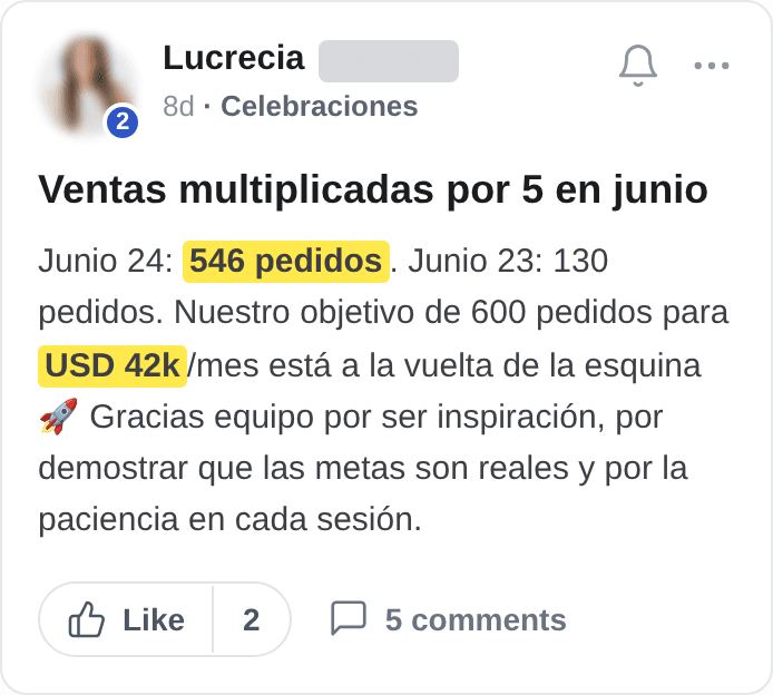 Ventas multiplicadas por 5 en junio